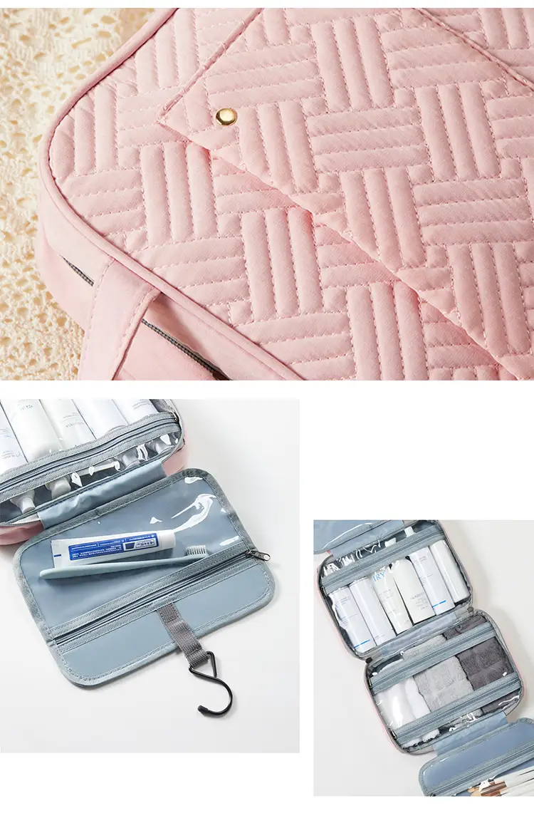 custom size canvas cosmetic bag layout and capacity